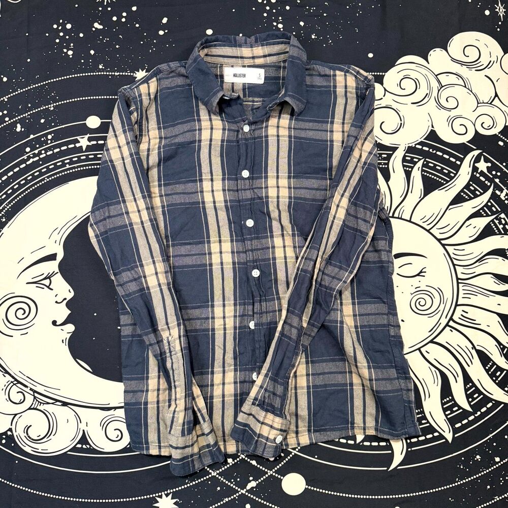 Hollister Shirt Men's S Brown Plaid Flannel Button Up Preppy Streetwear Workwear